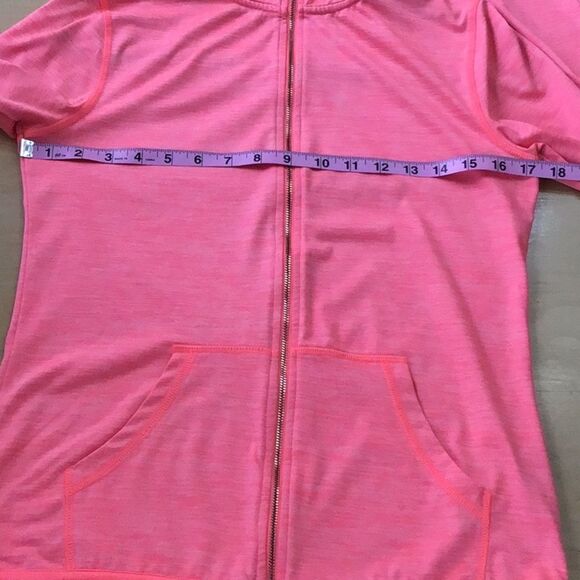 H&M coral fitted hooded sports jacket gold zipper - Picture 8 of 11